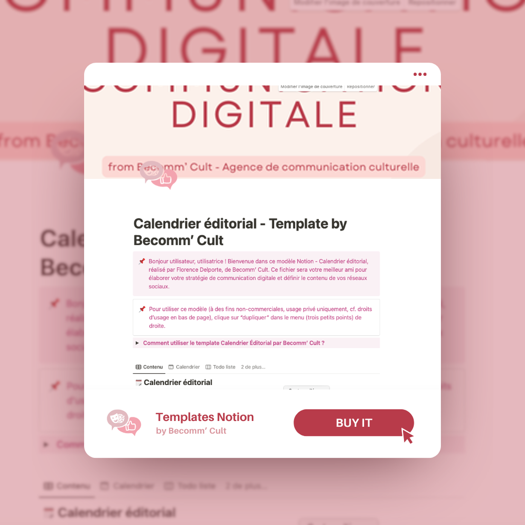 Calendrier Éditorial Template Notion