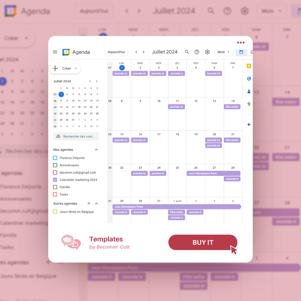 Calendrier Marketing à intégrer